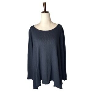 Puella Anthropologie Sweater Medium Black‎ Knit Long Sleeve Asymmetric Outdoor